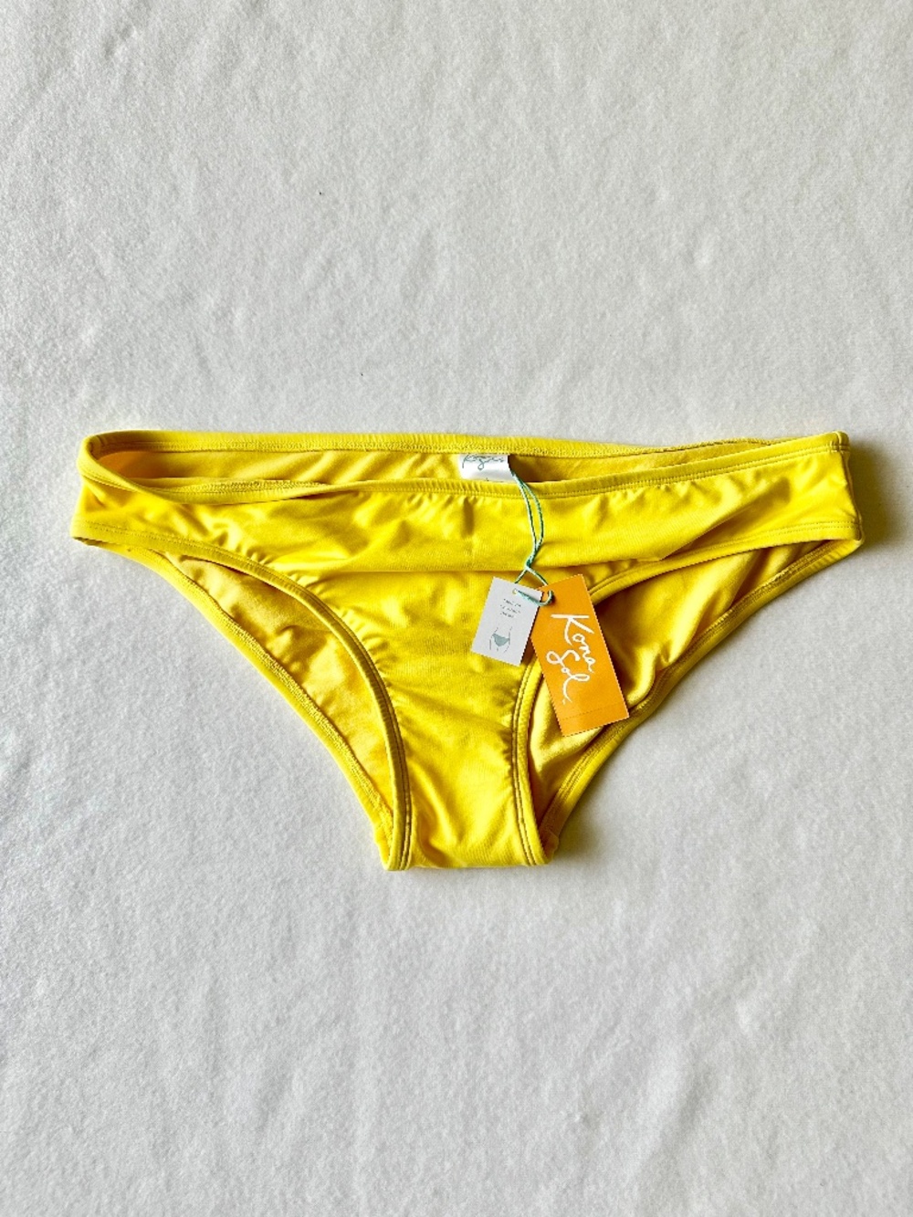 Kona Sol Women Bikini Bottom Large Yellow Hipster Medium Coverage NWT